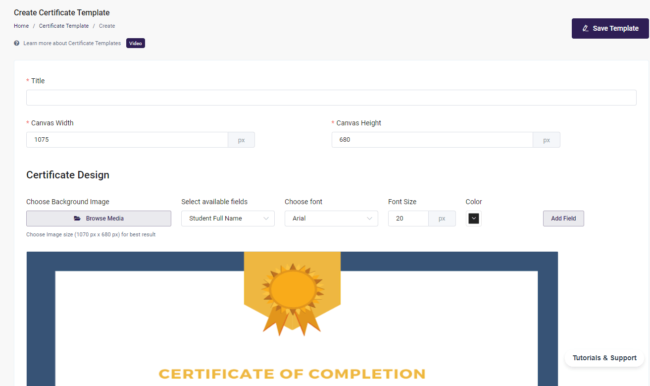Certificate builder screenshot