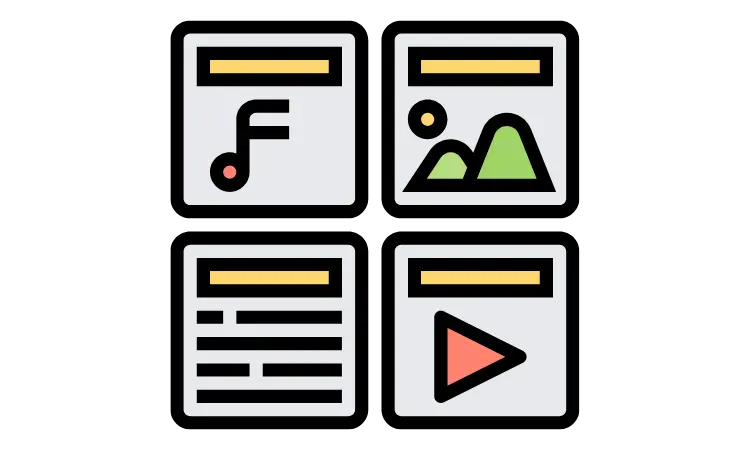 visual of the difference types of media formats for online learning content