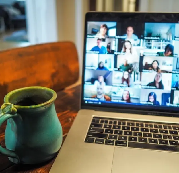 Laptop showing video conference call