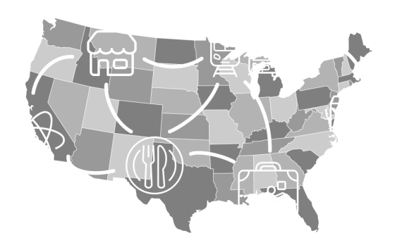 Map of USA with industries graphic