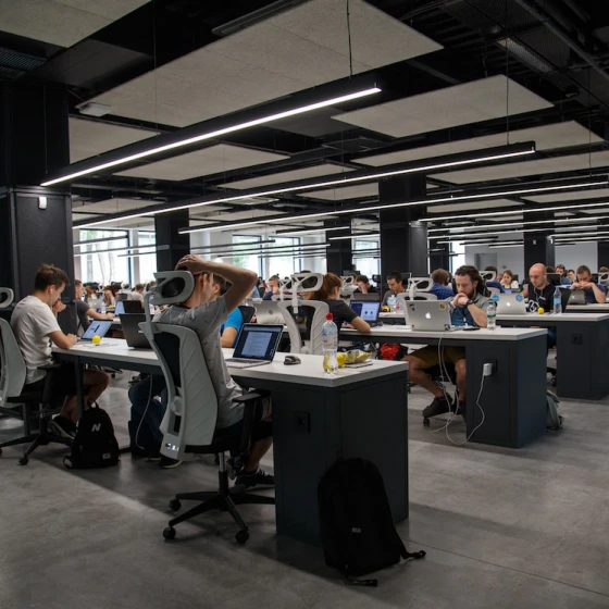 Office full of people working on computers